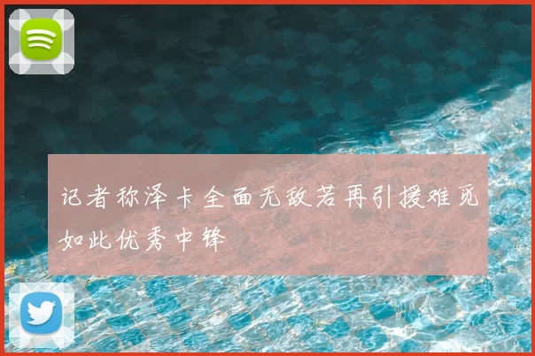 记者称泽卡全面无敌若再引援难觅如此优秀中锋